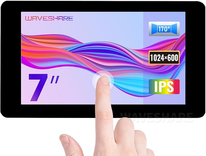 Waveshare 7inch Capacitive Touch IPS Display Compatible with Raspberry Pi 5/4B/3B+/3A+/CM3+/4 1024×600 Resolution DSI Interface