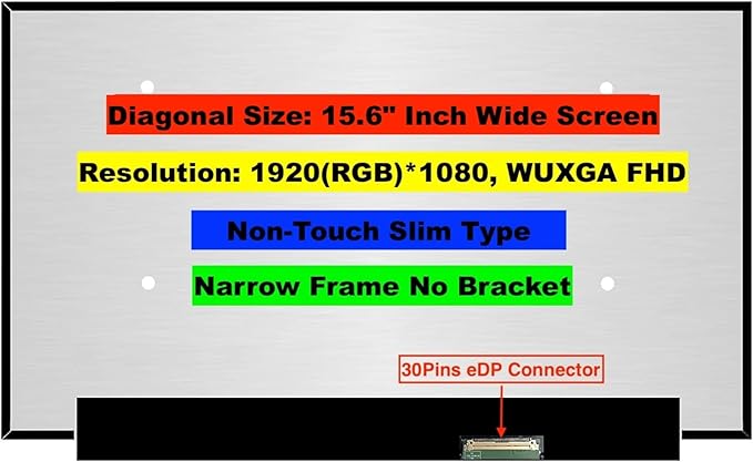 EM EMAJOR TECH New Screen Replacement for LP156WFC-SPD1 LP156WFC (SP)(D1) 1920X1080 FHD Non-Touch LCD LED Display with Set of Tape and Tools