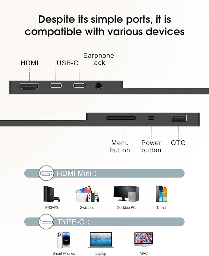 Portable Monitor Touchscreen 15.6''Laptop Screen Extender FHD IPS Touch Screen Travel Monitor with Kickstand &amp Speaker HDMI USB C External Monitors for Laptop Phone Computer Xbox Switch