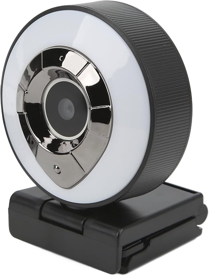 HD 1080p HD Web Cámica Auto Focus 360° Rotation with Dual Microphones Warm White Light Adjustable: Transparent Video Calls Smooth 30 fps Support