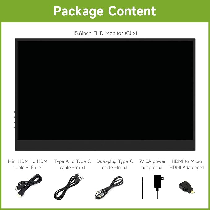 waveshare 15.6inch 10-Point Capacitive Touch Monitor Compatible with Raspberry Pi 5/4B/3B/Zero/Zero W/Zero 2W/Pico/Pico Supports Windows 11/10/8.1/8/7 and Jetson Nano/TX2/Xavier NX/Orin