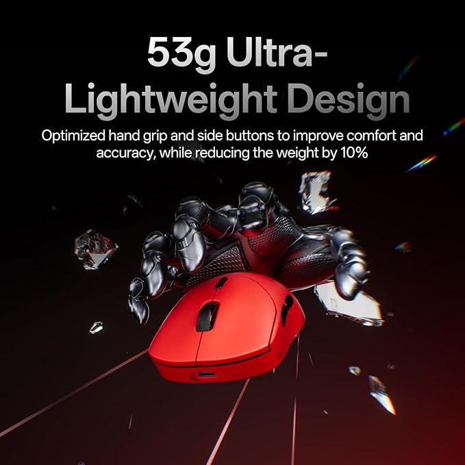 Rapoo VT2 MAX Wireless Gaming Mouse True 8K Wireless Polling Rate 53g Lightweight Up to 750 Hr Battery Nordic nRF54L15 MCU 120-Million Optical Switch 10 Programmable Buttons Macro Enabled