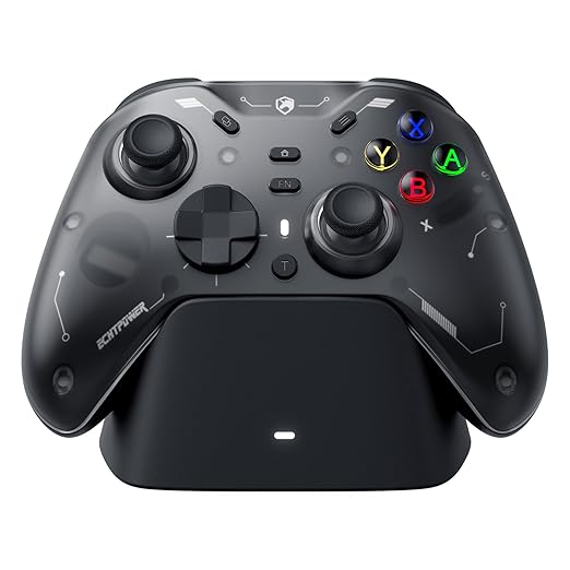 ECHTPower EP04 Wireless PC Controller with TMR Joysticks &amp Dual Hall Triggers Multi-Platform Gamepad for PC/Switch/Switch2/iOS/Android 4-Motor Vibration Smart Charging Dock One-Click ABXY Swit