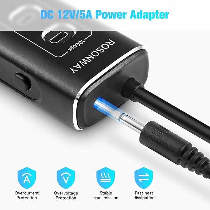 Rosonway 10-Port Powered USB 3.2/USB C Hub 60W with 3x10Gbps USB-3.2 Ports (2C + 1A) 4 USB 3.0 Data Ports 1 USB-C PD and 2 USB-A Fast Charging Ports Aluminum USB Splitter for Laptop/PC RSH-A10QPD