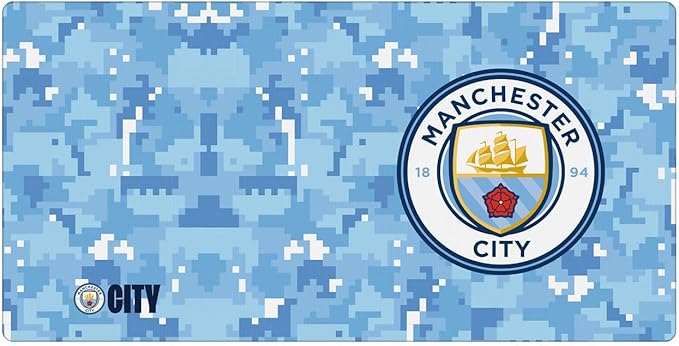 Head Case Designs Officially Licensed Manchester City Man City FC Blue Digital Camou Crest Logo 23.62 x 11.81 x 0.12 inches (600 x 300 mm) - L Gaming Office Desk PC Keyboard Mouse Mat Pad