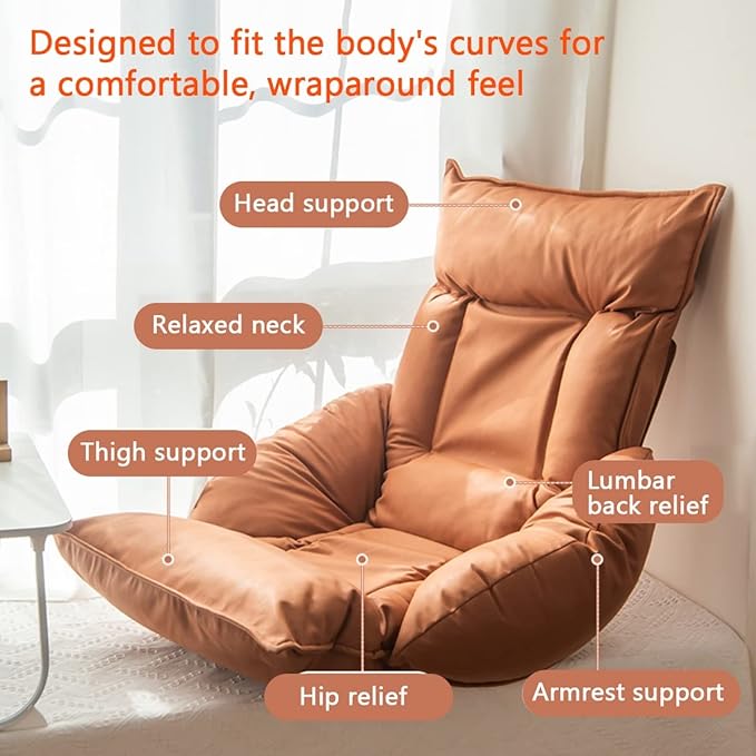 Indoor Chaise Floor Chair Sleeper Chair Floor Bed Meditation Chair with Back AdjustableVideo Gaming Chair for Kids &amp AdultsPortable Couch Recliner for Small Room ( Color : Off-white  Size : Upg