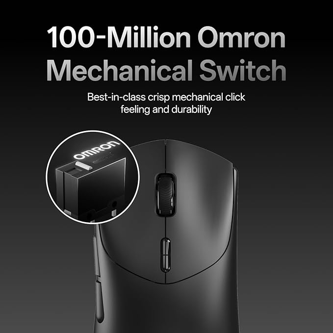 Rapoo VT7 Wireless Gaming Mouse True 8K Wireless Polling Rate 53g Lightweight Up to 750 Hr Battery Nordic nRF54L15 MCU 100-Million Mechanical Switch 10 Programmable Buttons Black