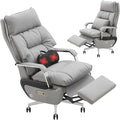 Dual Motor Executive Reclining Office Chair with Footrest – One-Click Electric Recline Massage Lumbar Support &amp Pillow Big and Tall PU Leather Ergonomic Desk Chair for Home Office/Gaming(Gray)