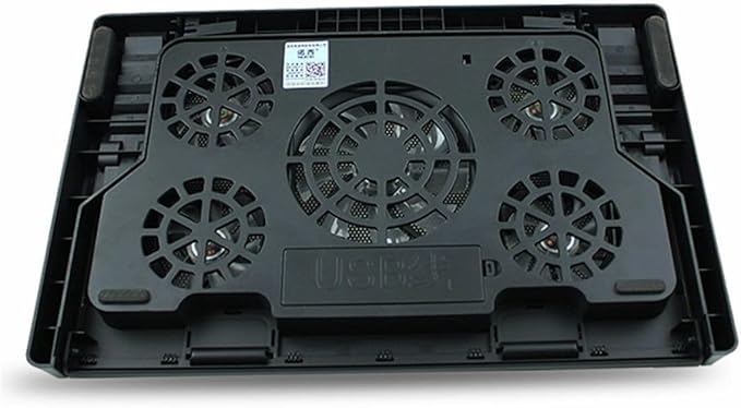 USB Laptop Cooling Stand 5-Fan Cooler Adjustable Angle Base with Anti-Skid Heatsink for Notebooks Black
