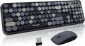 FOPETT Keyboard and Mouse Sets Wireless Keyboard and Mouse SetsReliable 2.4 GHz Connectivity for PCLaptopSmart TV and More (Grey Colorful)