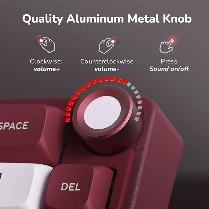 RK ROYAL KLUDGE R65 Wired Mechanical Keyboard with Volume Knob 60% Percent RGB Backlit Gaming Keyboard Gasket Mount with PBT Keycaps MDA Profile QMK/VIA 66 Keys Hot Swappable Light Switch Red