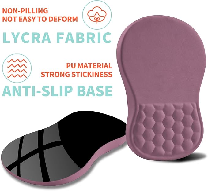 Ergonomic Mouse Pad Wrist Support with Memory Foam Massage Bulge Carpal Tunnel Pain Relief Mousepad Wrist Rest for Mouse(12x8 inch Dark Pink)