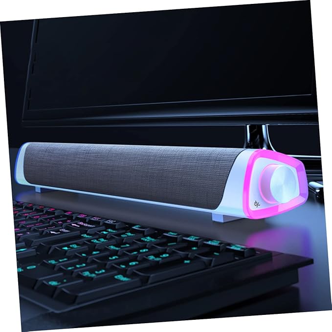 Homoyoyo Surround Soundbar Audio Speaker for Desktop Computer Compact Dual Speaker Sound Bar for Use Stylish Design Space-Saving Sound Output