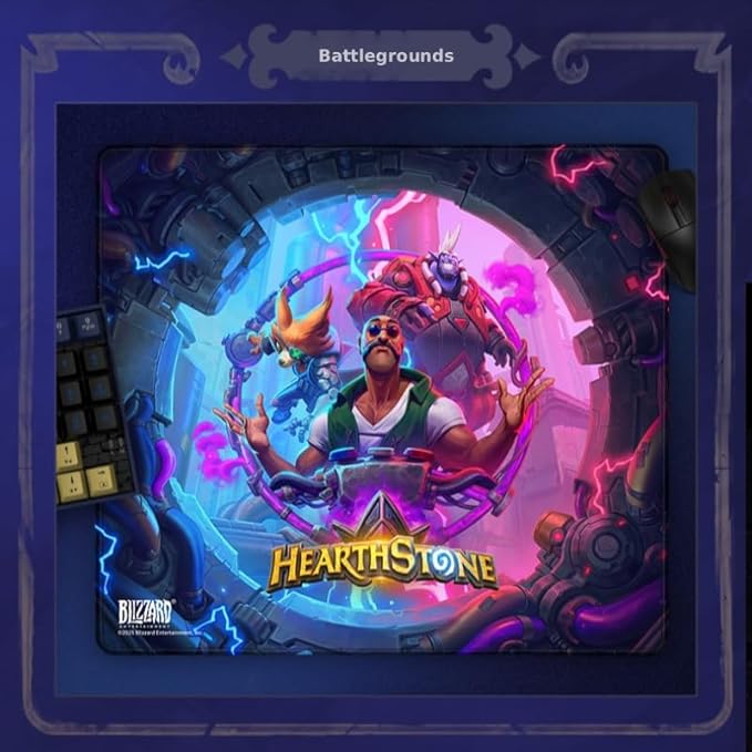 Blizzard Hearthstone Game Mouse Pad XL Size Apply to Gamer Office &amp Home Non-Slip Rubber Base Extended Desk Mat with Stitched Edge Smooth Stable &amp Durable 17.7 * 15.7Inch (Battlegrounds)