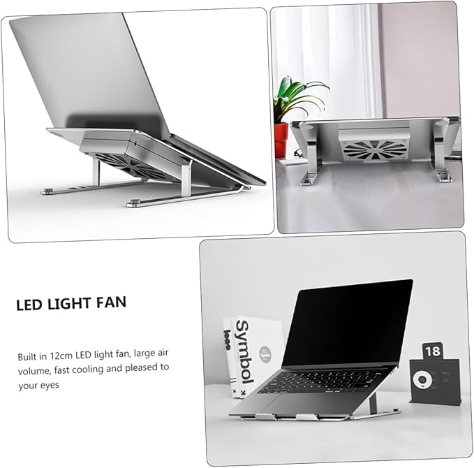 Laptop Cooling Pad with Adjustable Height and RGB Light Effect Fan for Laptops Under Laptop Stand for Enhanced Cooling and Craftsmanship