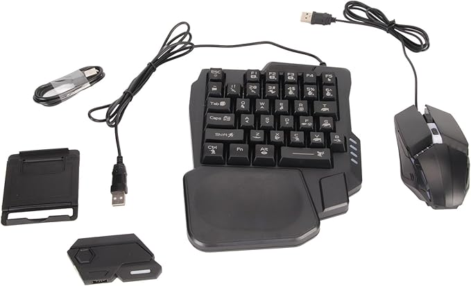 Gugxiom One Hand RGB Gaming Keyboard and Mouse Combo Half Hand Mechanical Feeling Keyboard for Mobile Games