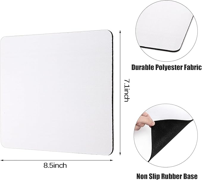 Nicunom 40 Pcs Sublimation Mouse Pad Blanks Heat Press Printing Crafts Mousepads 3mm Thick DIY Custom Mouse Pads Anti-Slip Rubber Mouse Mat for Office Laptop Computer Gaming