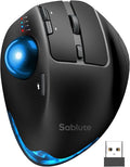 MAM1 Pro Wireless Trackball Mouse Ergonomic Bluetooth Rechargeable Computer Mouse Backlit Rollerball Thumb mice with 5 Level DPI Adjustable Angle 3 Devices Connection for PC Windows - Blue Ball