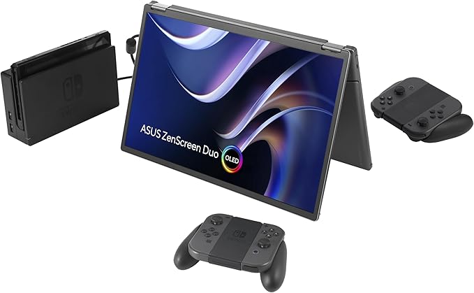 ASUS ZenScreen Duo OLED 360° Foldable Portable Monitor (MQ149CD) - Dual 14-inch 16:10 1920x1200 DisplayHDR400 True Black 100% DCI-P3 Delta&lt2 Dual USB-C Mini-HDMI Kickstand 3 yr Warranty