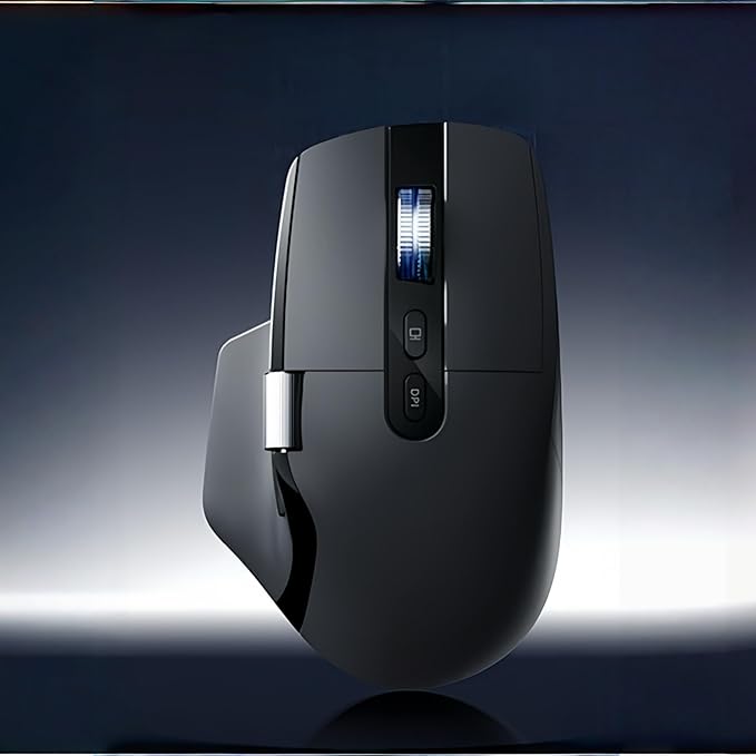 Ergonomic Wireless Mouse with Infinite Scroll &amp Side Scroll PixArt 3220 Sensor Bluetooth &amp 2.4G Rechargeable Office Mouse Multi-Connection OLED Display 700mAh Battery for Laptop PC Mac