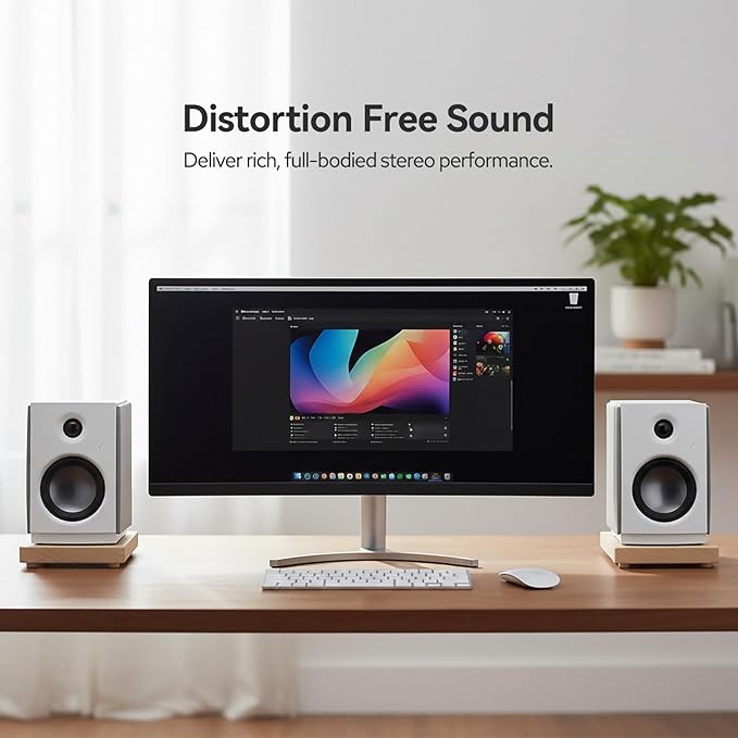 HiVi-Swans OS-10 HiFi Stereo Speakers Bluetooth 5.0 Active Computer Bookshelf Speakers - 4'' Dynamic Woofer Powered Desk Speakers 62w RMS with Touch Control for PC/Phone/TV - White