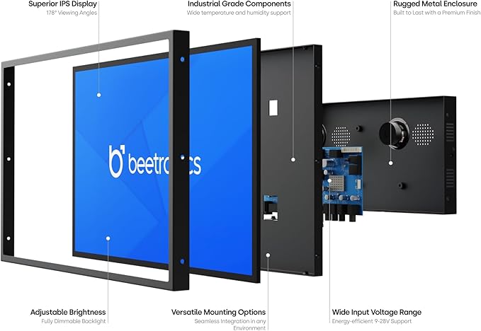 Beetronics 13-Inch Full HD IPS Monitor - Professional Industrial-Grade Display | HDMI VGA BNC RCA Inputs | Durable Metal Housing Matte Screen 24/7 Continuous Operation Wide Viewing Angle 13HD7M