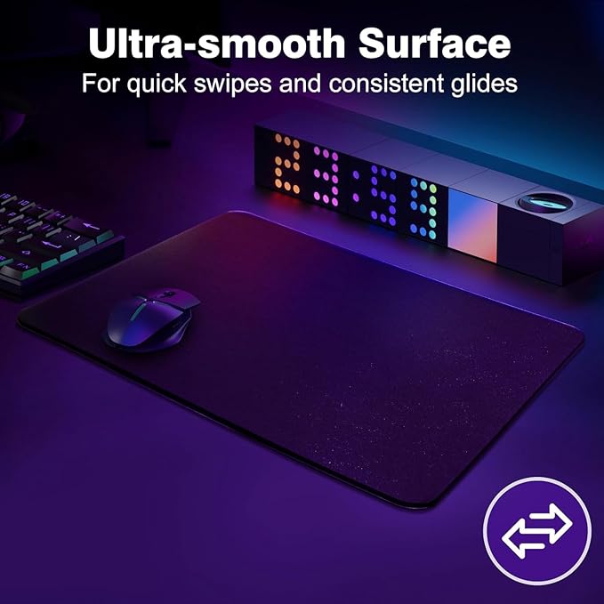 Tempered Glass Gaming Mouse Pad - Large 400×500×3mm (Obsidian Black) Thin Large Hard Mat No - Slip Base for High - DPI Precision Scratch - Resistant Smooth Surface FPS/MOBA/Office Use