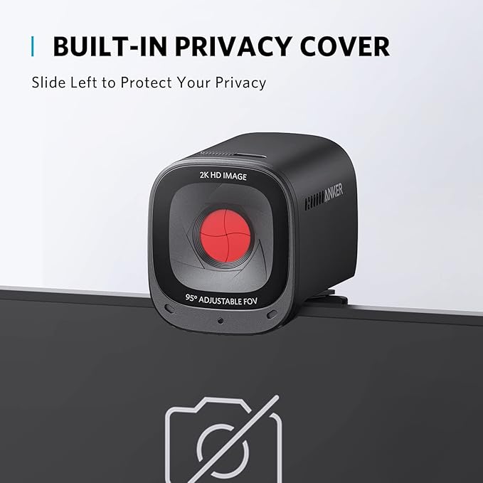 Anker PowerConf Zoom Certified Conference Speaker PowerConf C200 2K Webcam 360°Enhanced Voice Pickup 24H Call Time AI-Noise Canceling Microphones Adjustable Field of View Low-Light Correction