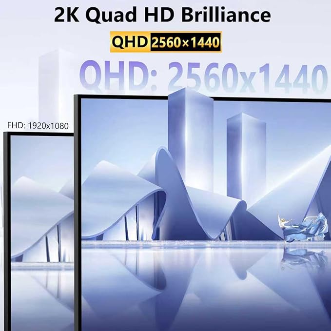Touchscreen Monitor 24 Inch with Webcam Full HD 2560x1440P @100Hz 10-Point Multi Touch Screen PC Monitor HDMI VGA USB Port Built-in Speakers