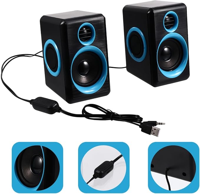 Veemoon Mini USB 2.0 Mini Speaker for Laptop and Desktop Computer Compact Surround Sound Box with Dc 5v Power Home Office Computer Speaker for Audio Playback