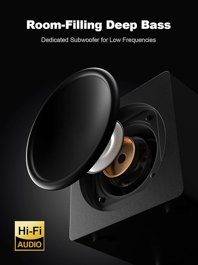 Bluedee Computer Speakers with Subwoofer 2.1 PC Speakers with Deep Bass and 80W Peak Power Adapter Powered Bluetooth 5.4 &amp USB/USB-C/AUX-in RGB Desktop Speakers for Computer Laptop Monitor