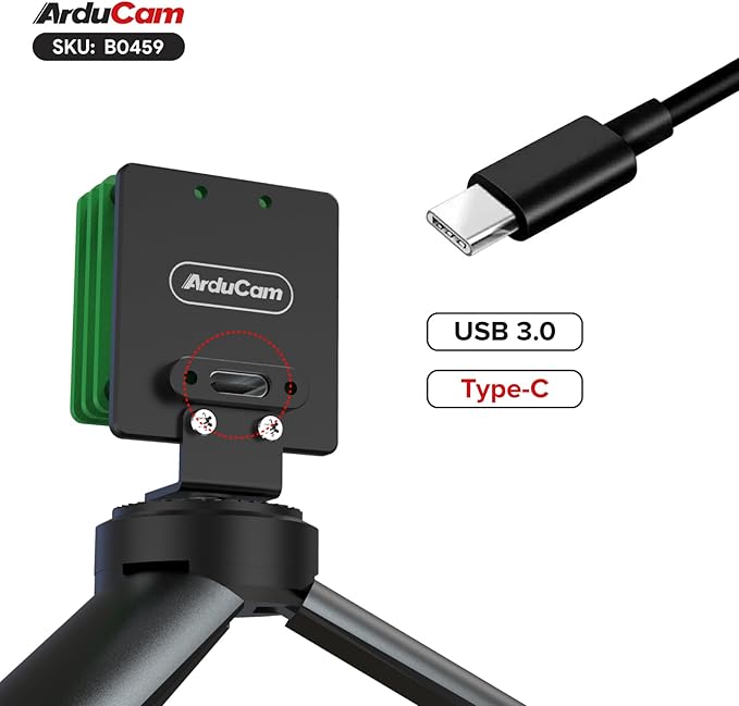 Arducam USB 3.0 Camera IMX477P 12MP High-Speed USB Camera Module with 88°(D) M12 Manual Focus Lens and Metal Case Compatible with Windows and Linux OS
