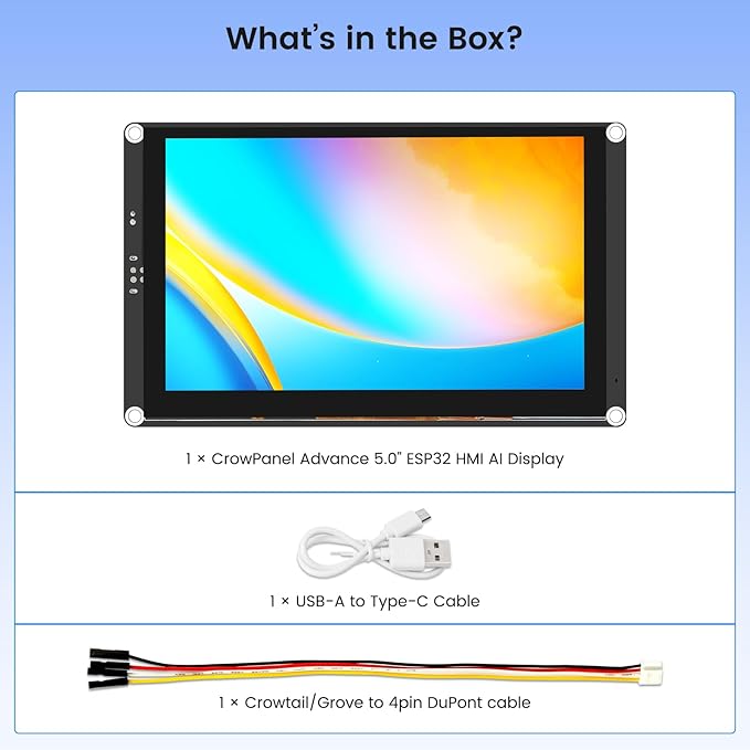 ELECROW ESP32 Display 800×480 5 HMI Advanced ESP32 IPS Touch Display Support AI Speech Interaction 32-Bit LX7 Dual-Core Processor Up to 240MHz Compatible with Arduino ESP-IDF and LVGL
