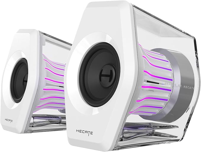 Edifier G2000 Pro Bluetooth Computer Speakers with 7.1 Virtual Surround Sound RGB Lighting USB &amp Aux Input - Ideal Gaming Desk Accessories for PC PS5 Game Console (White)