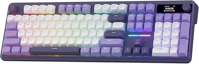 Redragon K762 Wireless Gasket Gaming Keyboard w/Hype Screen &amp Knob 104 Keys Mechanical Keyboard Easy-Control 1.14’’ TFT Info Display 5-Layer Noise Dampening Round PBT Keycaps Mint Mambo Switc