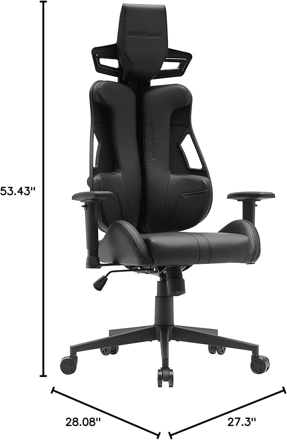 Mars Gaming MGC-Elite Ergonomic Gaming Chair Flexible Adjustable Backrest 2D Adjustable Armrests Tilting Seat PU Leather Finish Office Chair XL Wheels Class 4 Gas Lift Black