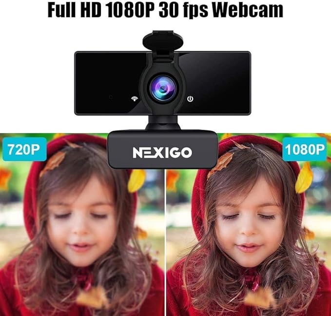 NexiGo 1080P Webcam Kits N660 FHD USB Web Camera with Privacy Cover Upgraded Video Conference Lighting Extendable Tripod Stand for Zoom/Skype/Teams