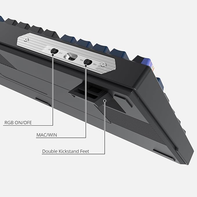 96% Percent Keyboard Programmable99 Keys Wired Hot-swappable RGB Mechanical Gaming Keyboard Gasket Mount with Quiet Pre-lubed switches for Mac/Win (Dark Blue)