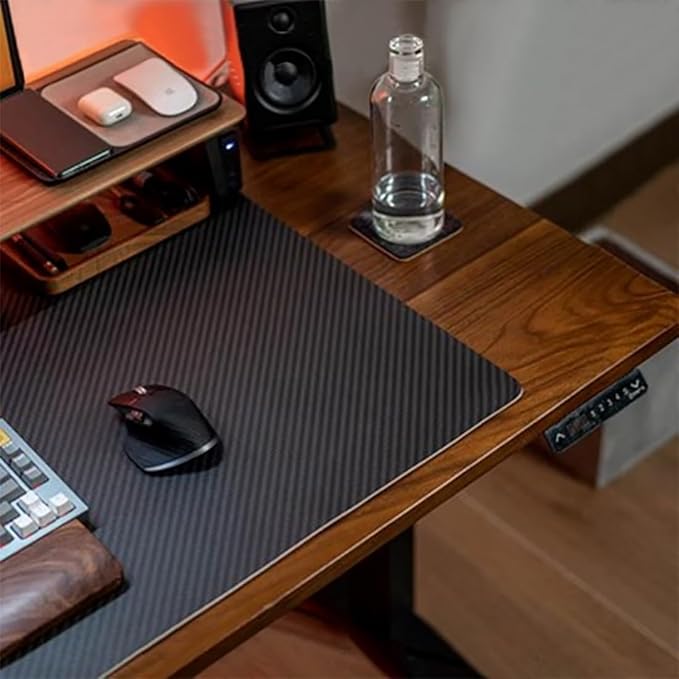 Ultra Thin Gaming Desk Pad Mat Carbon Fiber Texture Large Mouse Pad for Home Office Protection and Decor Double Sided(B31.5x15.8)