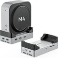 ANYOYO 10Gbps Mac mini M4 Dock and Stand with 8TB NVMe M.2 SSD Enclosure HDMI 4K@60Hz 2× USB-A 3.2（10Gbps） 2× USB-A 2.0 Wi-Fi Signal Friendly Design Aluminum USB-C Hub for Mac mini M4