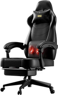 Gaming Chair Ergonomic Computer Chair with Lumbar Massage &amp Heat Video Game Chair with Silent Casters 3D Adjustable Backrest Thickened Seat PU Leather Hidden Footrest (63-77in)