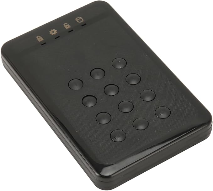 2.5 Inch USB3.0 Encrypted Hard Drive Enclosure Hardware Encrypted External HDD Case High Speed Data Transfer Secure PIN Access Supports up to 3TB and Desi