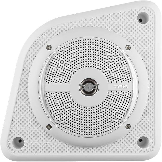 DS18 EN6SLIM/WH 6.5” 2-Way Universal Slim Loaded Speaker Enclosure Integrated RGB LED Lighting - for All Elements UTV ATV &amp Jeeps Shallow Enclosure with Marine Water Resistant Speakers Pair