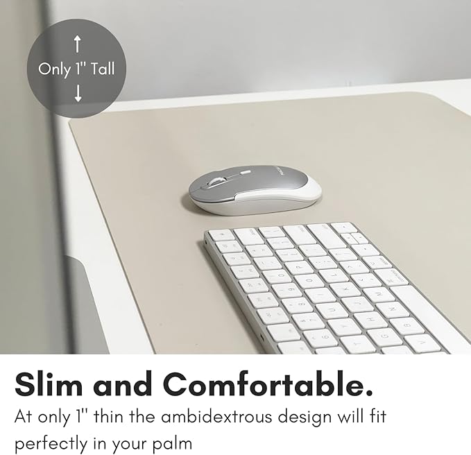 Macally Wireless Bluetooth Mouse for Mac MacBook Pro/Air iPad and PC - Comfortable and Quiet Compatible Wireless Apple Mouse - Rechargeable Battery - Silver