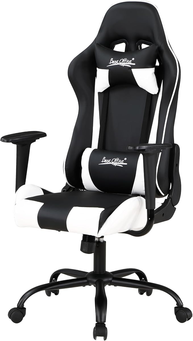 PayLessHere Gaming Chair Desk Chair Ergonomic High Back Computer Chair with Adjustable Lumbar Support Armrests and Racing-Inspired Design for Office and Home Use (White)