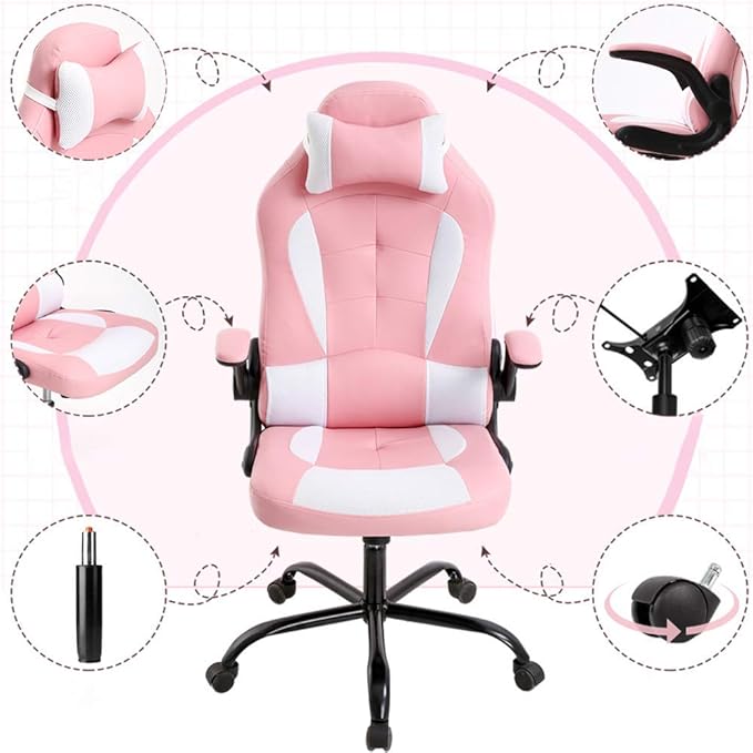 Ergonomic High Back Gaming Chair &amp Office Chair PU Leather &amp Adjustable &amp Easy Assembly &amp BIFMA Certified for Home/Office (Gray) (Cherry)