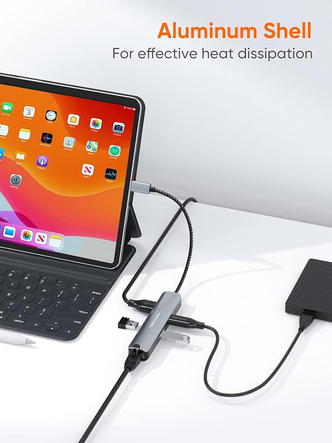 USB C Hub Multiport Adapter CableCreation 5-in-1 USB C Adapter Aluminum Shell with 4K HDMI 1Gbps Ethernet 3 USB 3.0 Ports for MacBook Pro/Air 2020/2019 iPad Pro 2020 Surface Go XPS