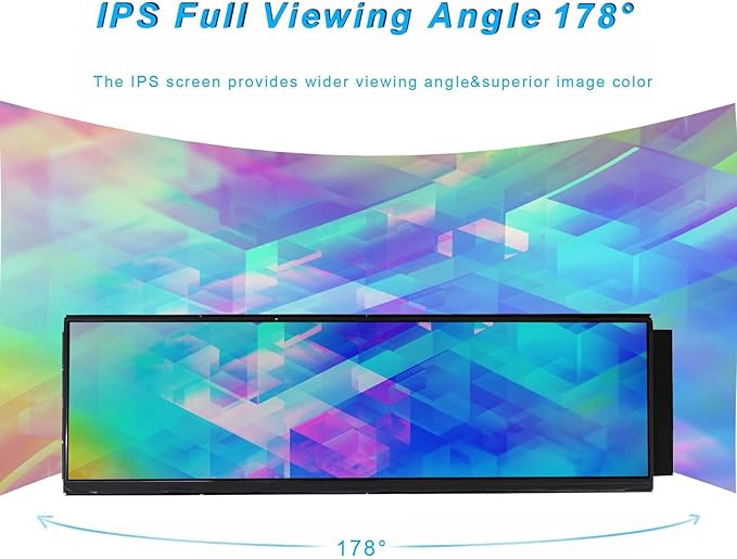 VSDISPLAY 12.6 Inch IPS LCD Screen Monitor 1920x515 Display with Cable KitFit for DIY Y60 PC Case CPU GPU Secondary Monitor Panel