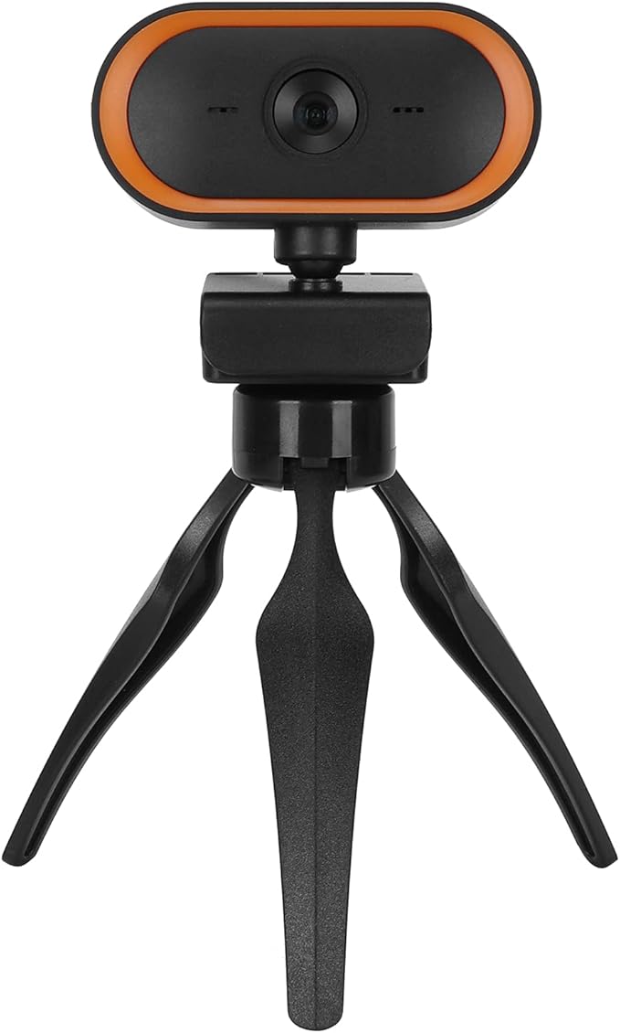 Computer Camera USB Web Camera High Resolution 2K Webcam for Live Video Conferencing (Orange)