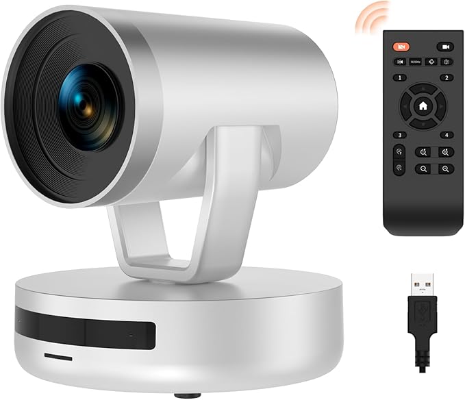 NUROUM V403 PTZ Camera 5X Optical Room Video Conference Webcam AI Noise Cancelling Microphones 350° Pan&amp60° Tilt 4 Preset Positions 122° FOV 1080P for Zoom/Teams/Google Meet